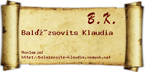 Balázsovits Klaudia névjegykártya